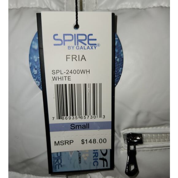 NWT Spire By Galaxy Water-Resistant Puffer Jacket Coat Puffer Ski White S - Picture 8 of 9